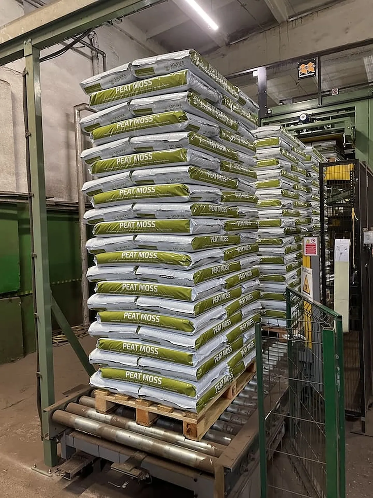 50 L bags stacked on the packing line